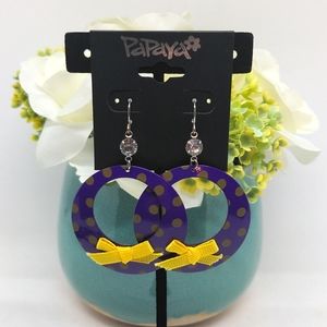 Retro Vibes Purple and Yellow Polka Dots Earrings